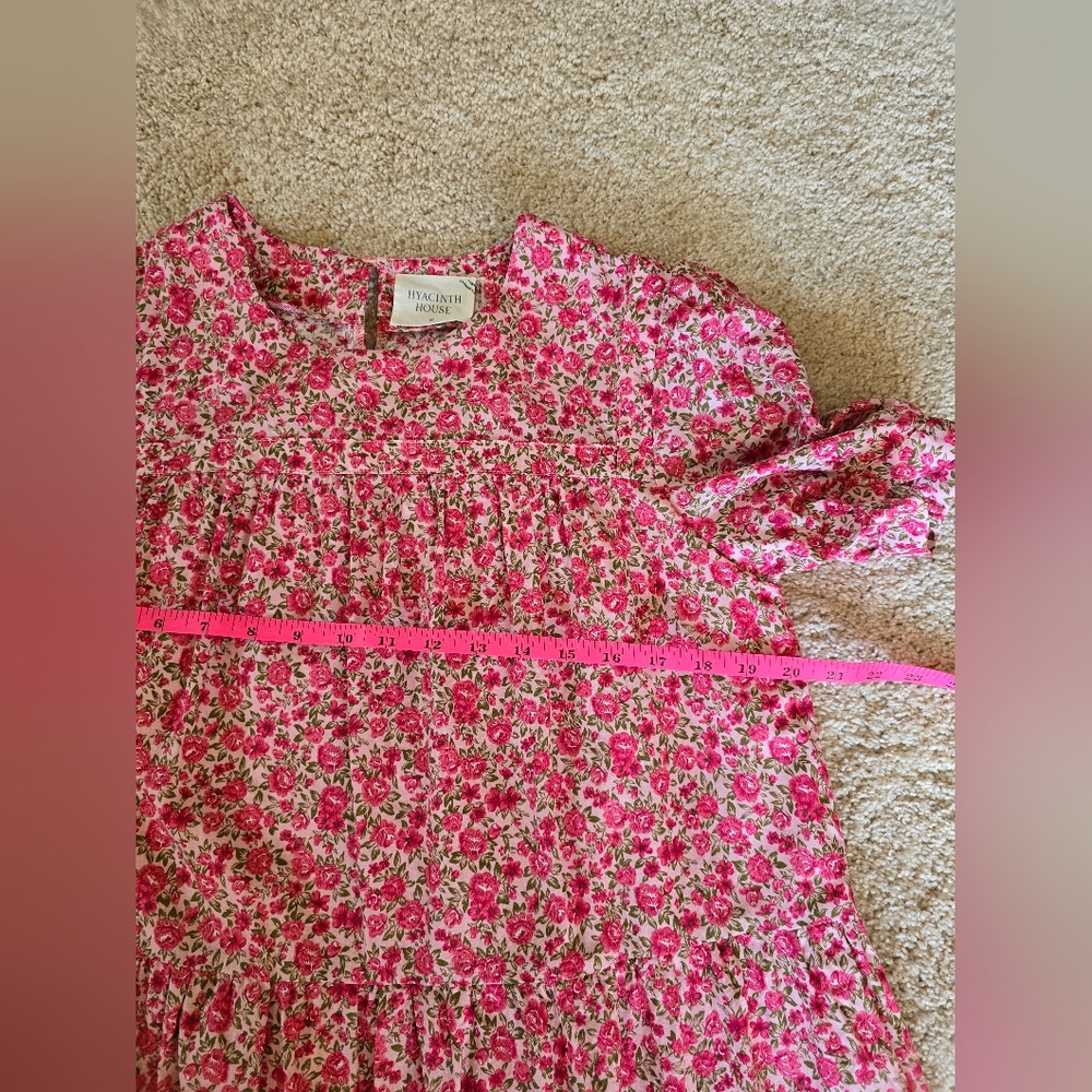 Hyacinth House Womens M Pink Floral Cotton Dress Short Sleeves Lightweight Lined - Picture 6 of 7